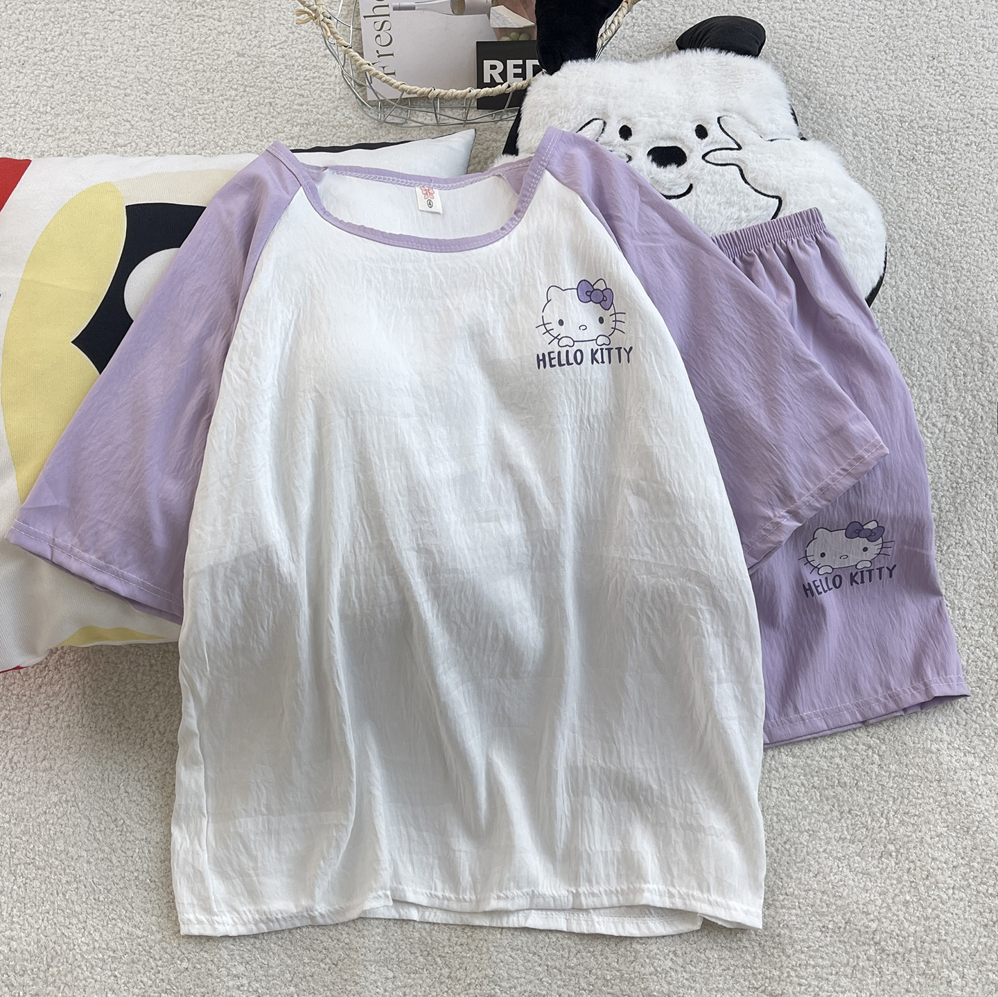 带胸垫睡衣女夏云朵棉家居服可外穿套装 特价款 非质量问题不退换