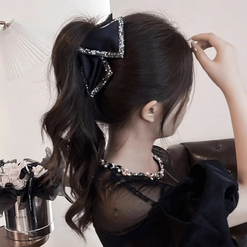 Audrey Hepburn clip nuevo clip de cabello de perla de cola de caballo alta cabeza trasera clip de cabello de tiburón tocado clip de cabello mujer