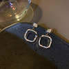 Square advanced fashionable universal earrings, 2022 collection, high-end, internet celebrity