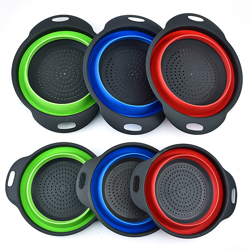 Plastic Folding Vegetable Washing Basin Multi-Functional Kitchen Dual-Use Basket Three-in-One Foldable Drain Basket Fruit Storage Rotating