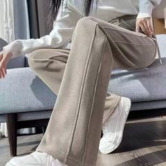 大码香蕉阔腿裤女春秋冬加绒百搭休闲阔腿裤子高腰窄版抽绳直筒裤