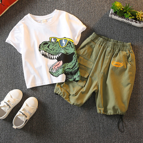 Boys' Summer Outfit Set  New Korean Style Children's Stylish Clothes Trendy Boy Summer Cool Fashion Two-Piece Set