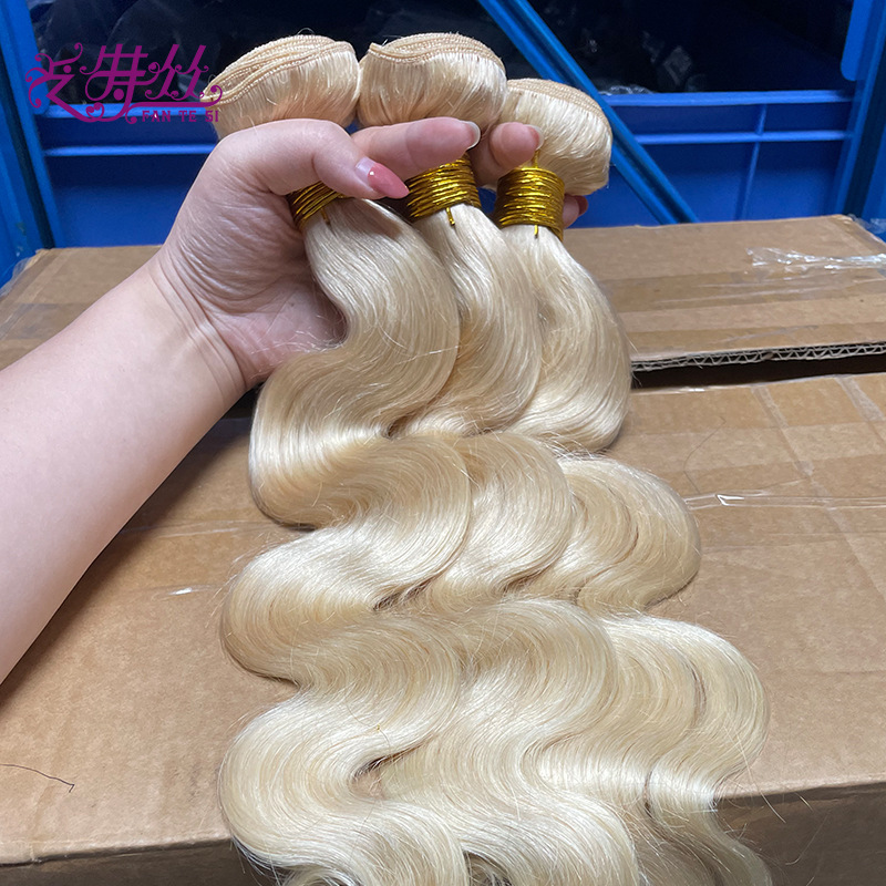 Wig female real human hair 613 color hai...