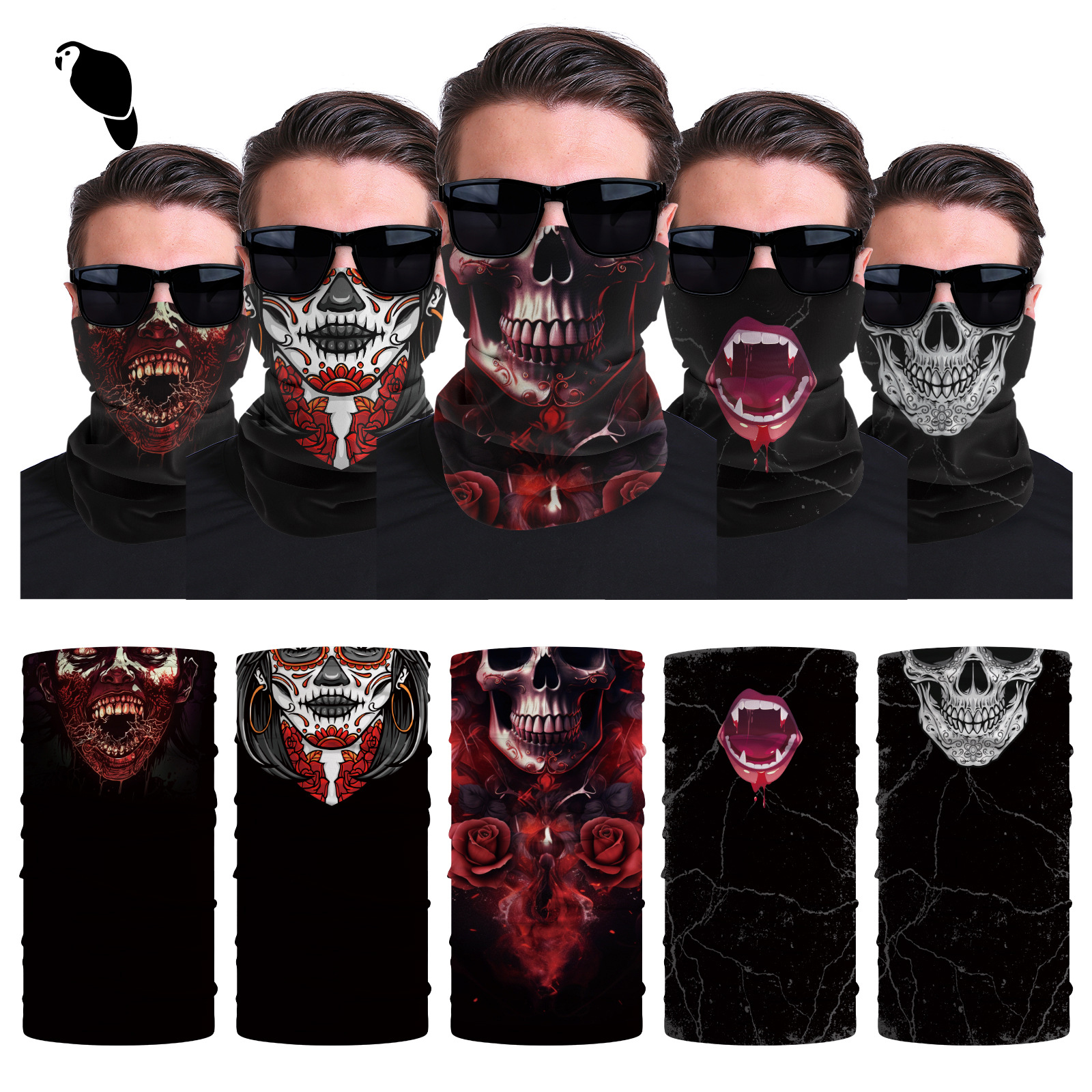 Xun hui transfronterizo media cara cráneo bufanda mágica sombrilla de viaje al aire libre máscara de equitación cuello de protección uv