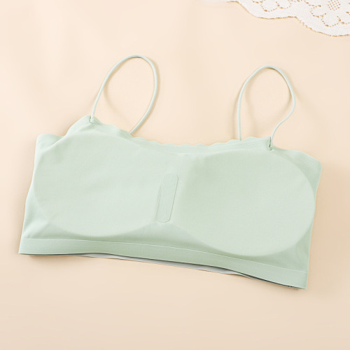 细肩带无痕薄款内衣女一体式小胸聚拢防走光文胸美背内搭抹胸罩