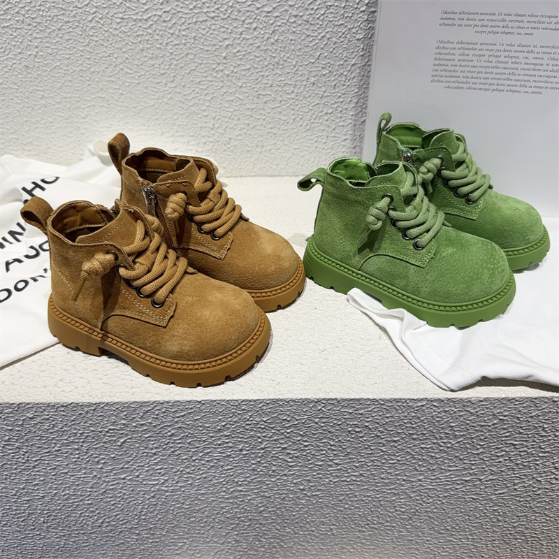 Boys and Girls 2025 Autumn and Winter Boots Fashionable Soft Sole Non-Slip Children's Kindergarten Baby Short Boots New Leather Shoes