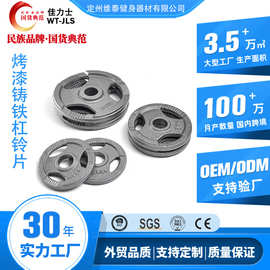 佳力士大孔烤漆杠铃片三孔手抓片铸铁负重训练家用健身器材铃片
