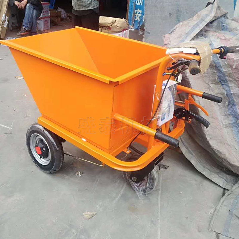 家用电动推货车推粮食用自卸翻斗车建筑工地运输搬运车电瓶手推车