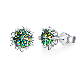 s925 Sterling Silver Earrings Women's Mossan Diamond Snowflake Heart-shaped Six-claw Earrings Factory Direct Supply Mossan Diamond Earrings