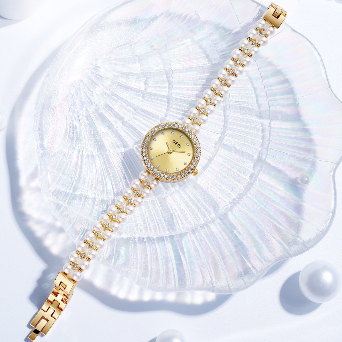 Orologio da donna in madreperla colorata e di lusso in stile cinese Goldie, al quarzo, di alta gamma_voghion.com