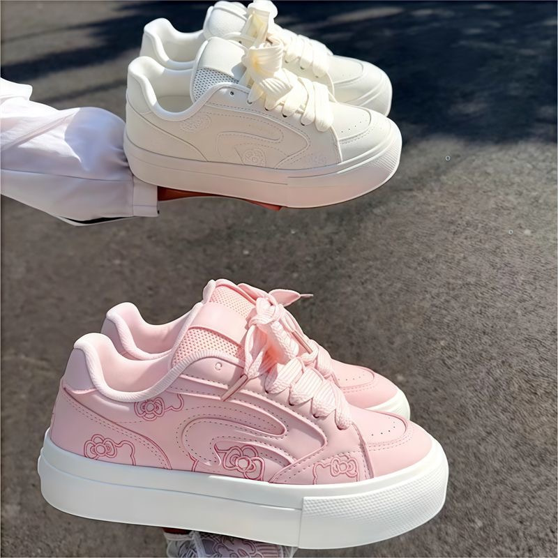 Estudiantes zapatos deportivos casuales zapatos de pan de primavera y otoño 2025 nuevos zapatos de nicho zapatos de plancha gruesa zapatos blancos para mujeres