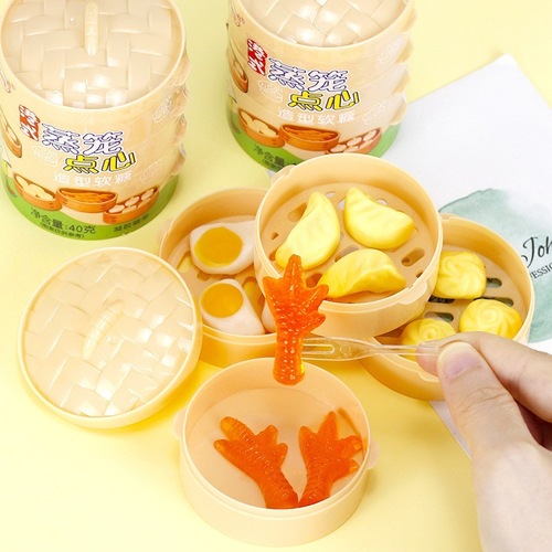New Jin Dao Xin 40g Steamed Basket Pastel Candy Mini Hong Kong Style Snack Candy Office Snack Wholesale