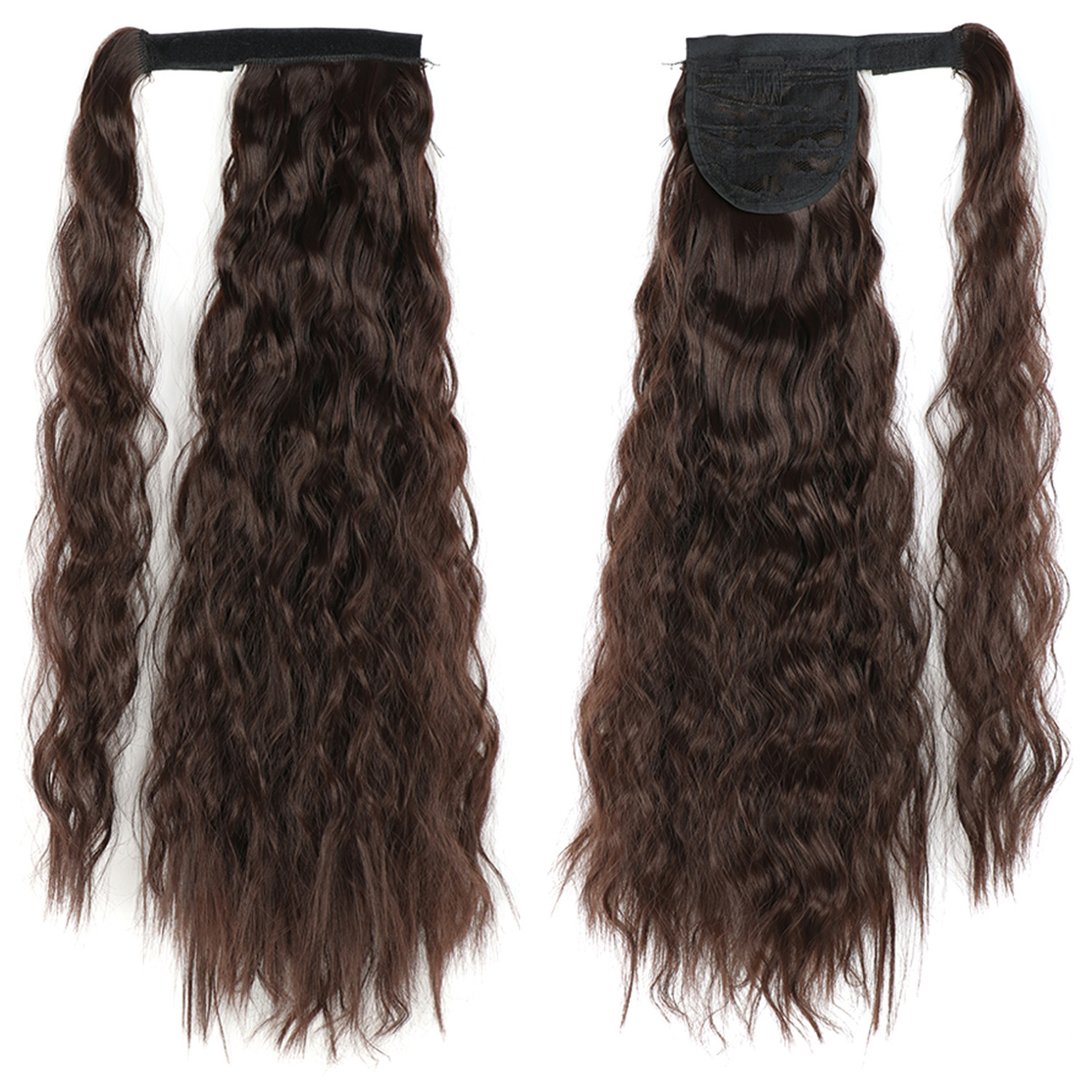 55CM seda europea y americana de alta temperatura velcro de maíz velcro de cabello largo rizado agua cola de caballo pelucas onduladas