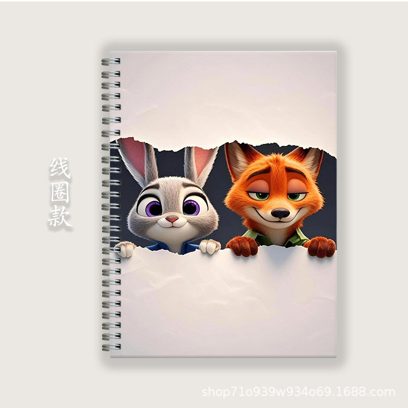Crazy Animal City a5b5a4 cuaderno de notas de bobina de cáscara dura cuaderno de tareas de línea horizontal en inglés cuaderno cuadrático