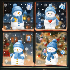 クリスマスステッカーキャンディスノーフレーク静電ステッカーショッピングモールウィンドウシーンレイアウトギフトボックス雪だるま静電ステッカー卸売