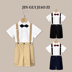 兒童背帶褲套裝夏季英倫中小童幼兒園演出表演男童西裝主持人禮服