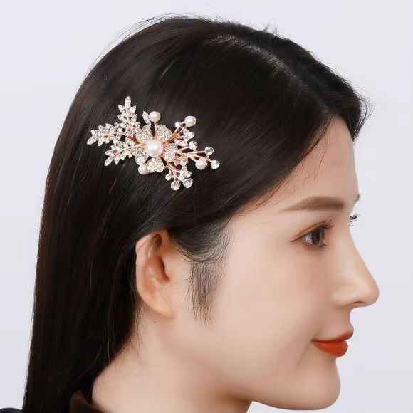 European and American cross-border hair accessories for elegant brides, ancient Chinese style Hanfu hair accessories, pearl and water diamond hair combs for ladies' hairstyles, hair clips