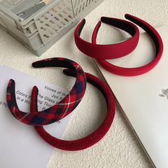 復古高級感髮飾紅色聖誕發箍本命年高顱頂發窟韓國網紅風新年頭箍