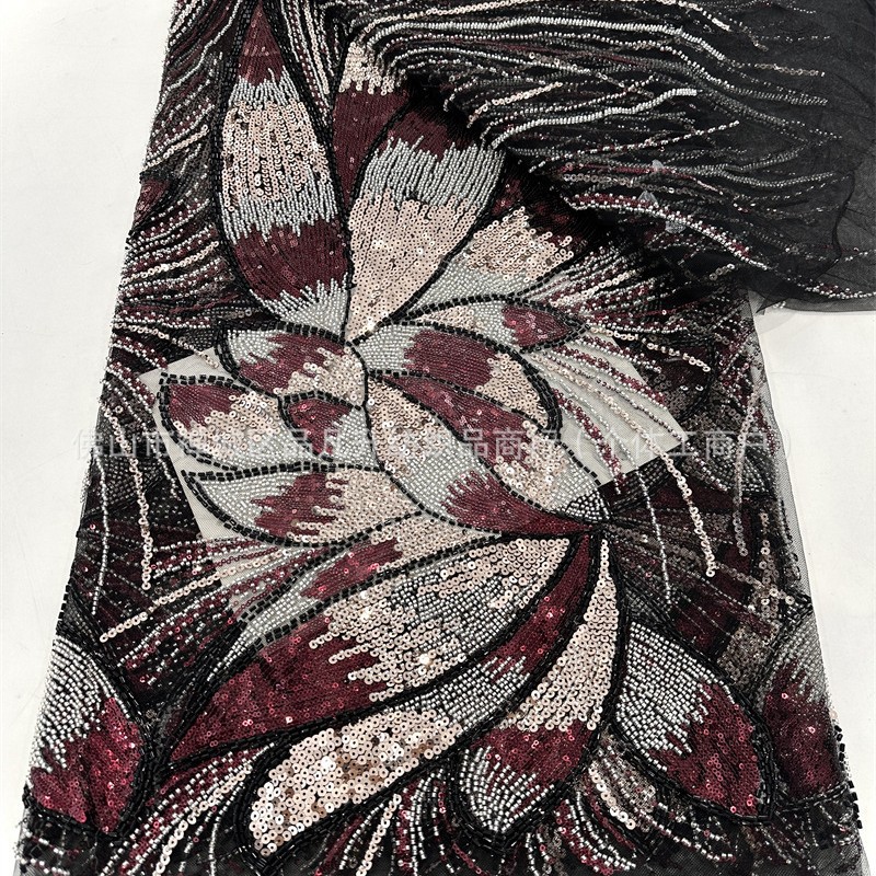 Industria pesada, cuentas, lentejuelas, telas, vestidos de moda, vestidos de baile, vestidos de cena para damas, telas bordadas, venta al por mayor transfronteriza