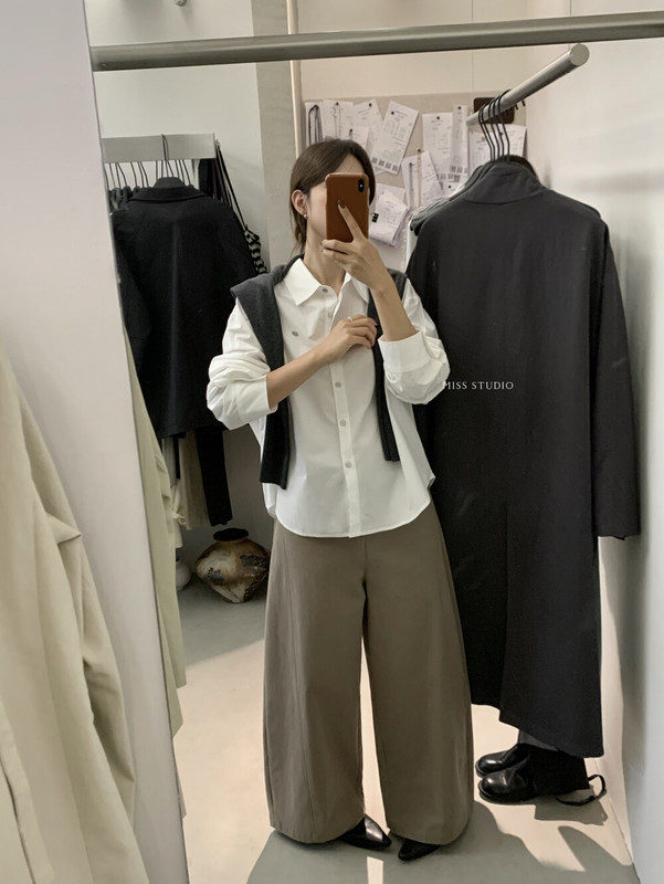 【MISS密思家】简约气质小贴标袖子小设计衬衫女装(配领绳)33719|undefined