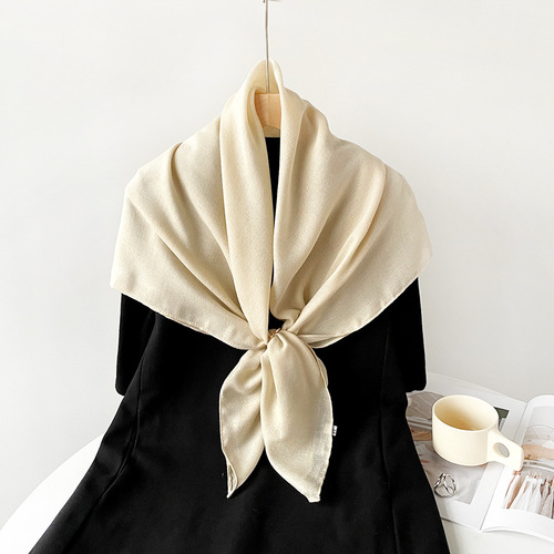 90cm Summer Solid Color Cotton-Linen Scarf for Women — New Design, Perfect for Sun Protection on European and American Beaches; Versatile Wrap & Shawl Available for Wholesale