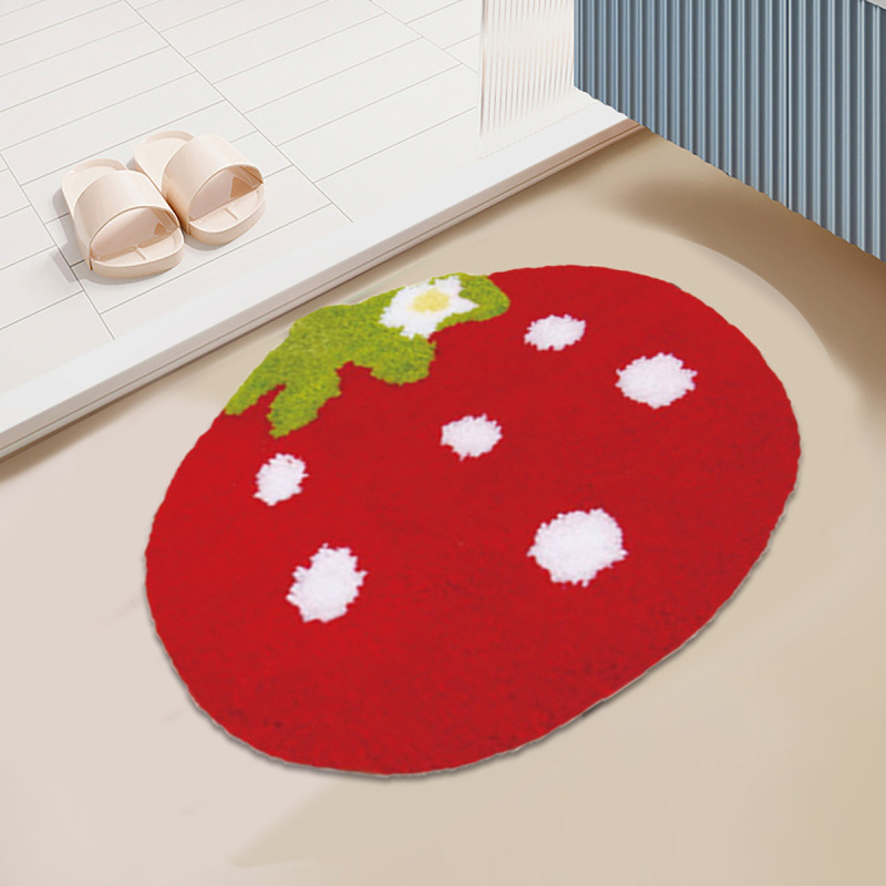 Cross-Border Small Fresh Fruit Bathroom Floor Mat Shower Room Water-Absorbent Non-Slip Imitation Cashmere Floor Mat Household Stain-Resistant and Wear-Resistant Feet