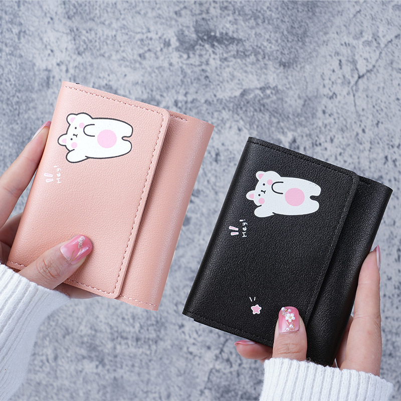 Fashionable and Versatile Korean Wallet 70% off Short Printed Cartoon Cute Simple Student Multi-Card Slot Women's Wallet
