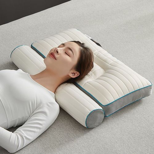 新款荞麦壳反牵引护颈椎乳胶枕头助睡眠纤维枕芯家用单人枕头批发