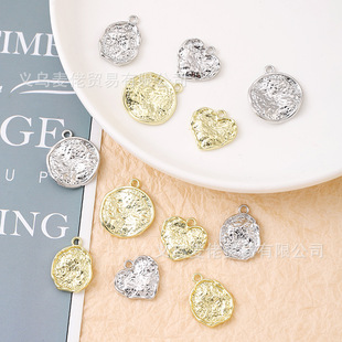 Cross-border hot sale irregular round love oval piece alloy pendant diy handmade earrings necklace material