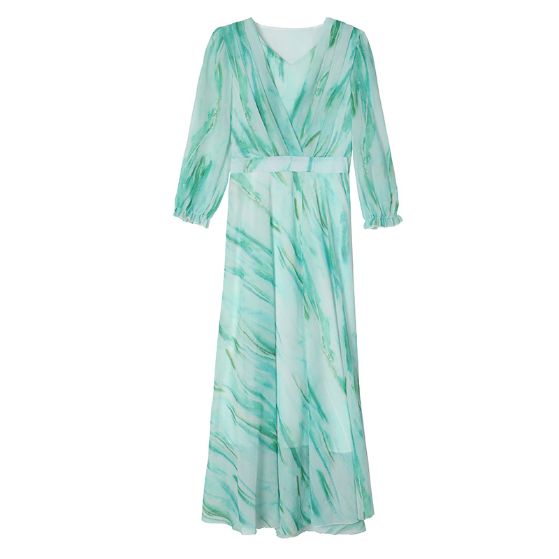 Women's Summer Tall Chiffon To Ankle Temperament Maxi Floor-Length Dress_ecoleips.com