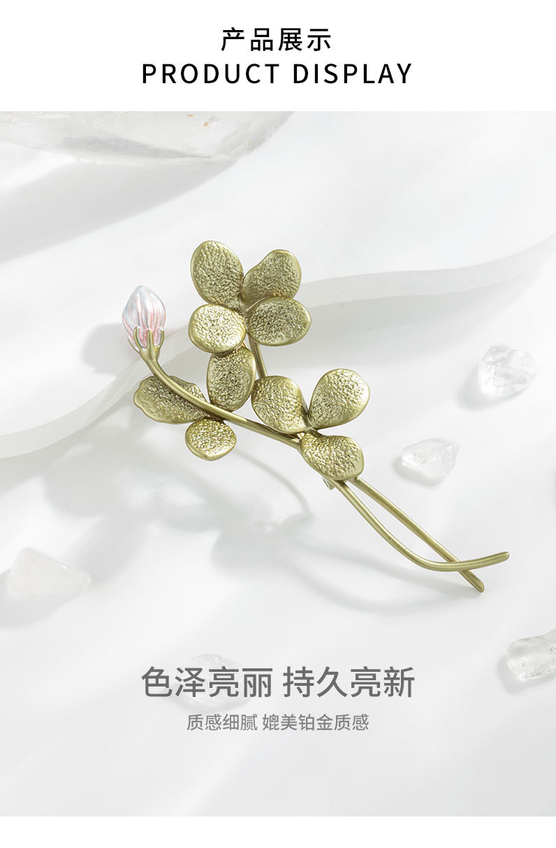 复古中古风绿植花苞胸针小众独特高级感莲花别针新款精