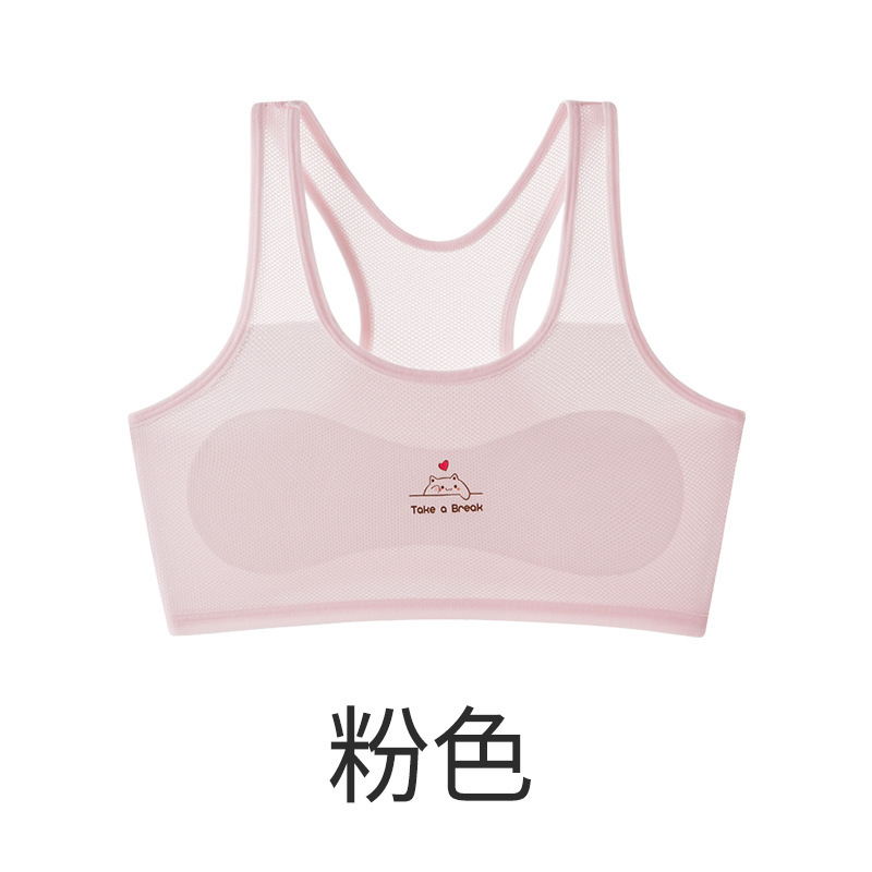 Ropa interior de malla transpirable para niñas, estilo nuevo, para estudiantes de secundaria en su período de desarrollo, chaleco deportivo a prueba de golpes, sujetador de ropa interior para niñas