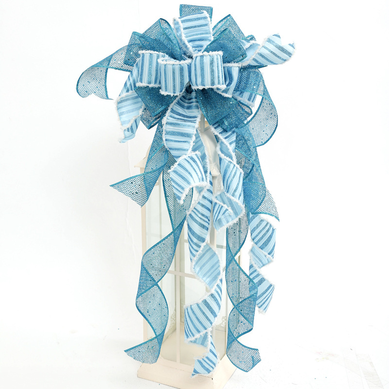 Cruz-frontera grande cuadros lentejuelas cinta Navidad decoración escena árbol de Navidad arco superior