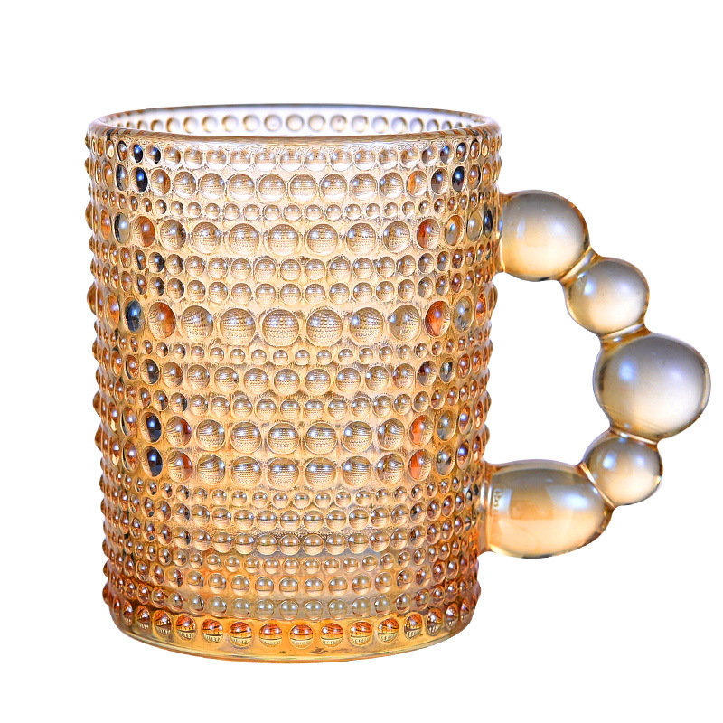 Taza de vidrio de perlas para engrosar taza de café doméstica de alto valor facial taza de leche de jugo fábrica de taza de agua al por mayor