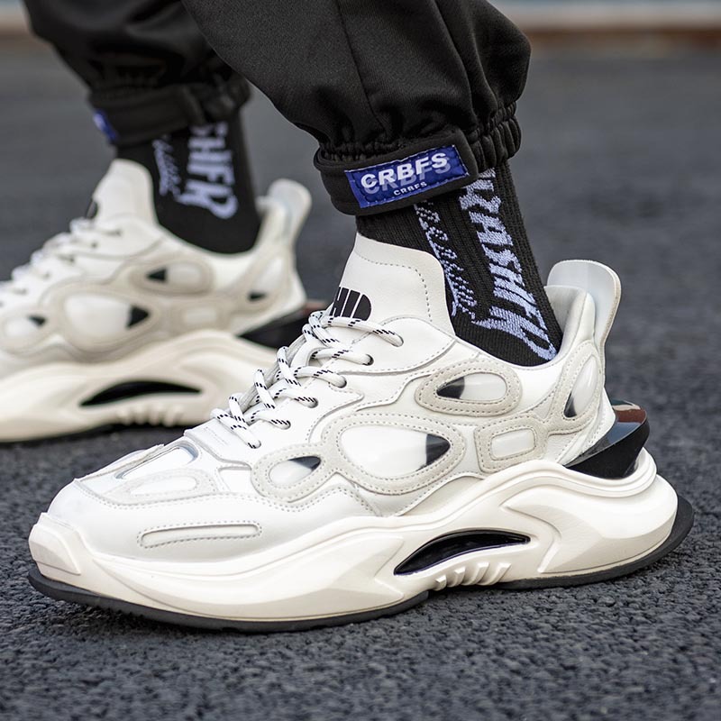 New Trendy Brand Sports Shoes for Men, Spring and Autumn Black Fashion Height-Increasing Dad Shoes, Casual Thick-Soled Shoes, Men's Trendy Shoes