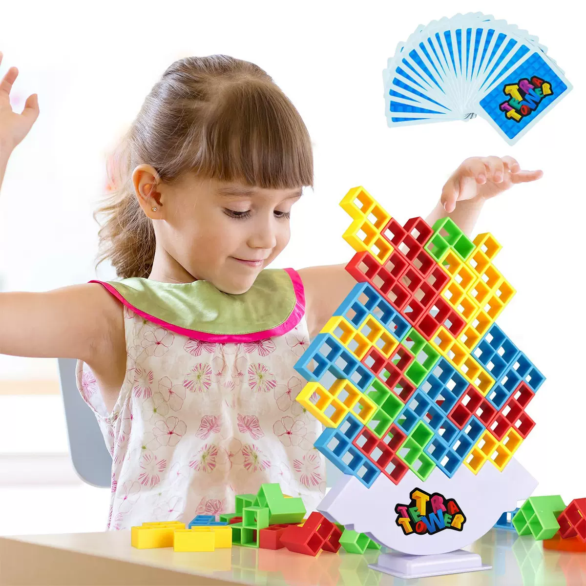 跨境新款俄罗斯方块平衡积木解压平衡桌面游戏儿童摇摆叠叠高积木