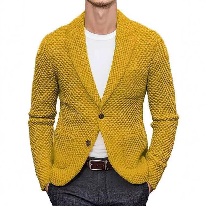 European and American Cross-Border Exclusive Independent Station Autumn and Winter Lapel Suit Casual Knitted Jacket Cardigan Sweater Jacket for Men