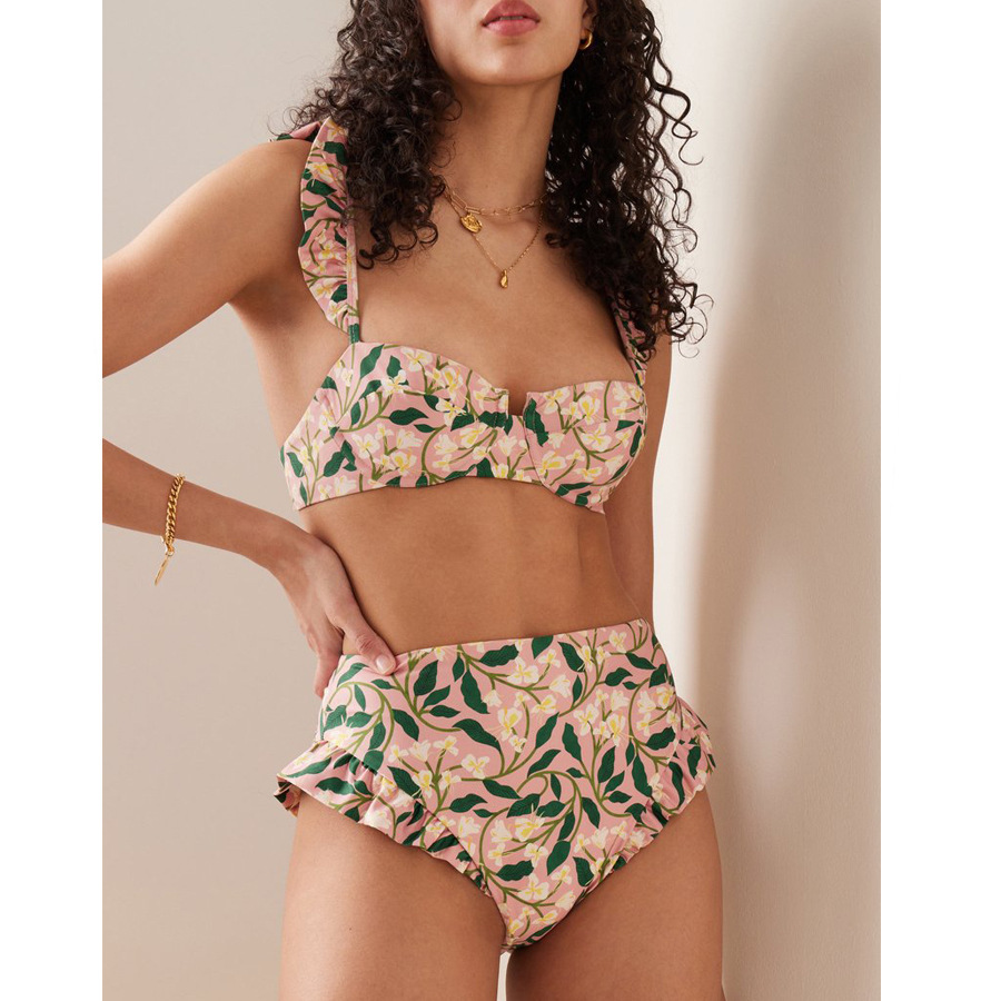 Bralette Bra Category Nylon, Polyester Fabric Type Women's Ditsy Floral 1 Piece 2 Piece Set 3 Piece Set Tankinis
