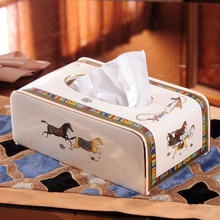 防水陶瓷马家用客厅茶几欧式轻奢抽纸巾盒高端大酒店商用精致创意