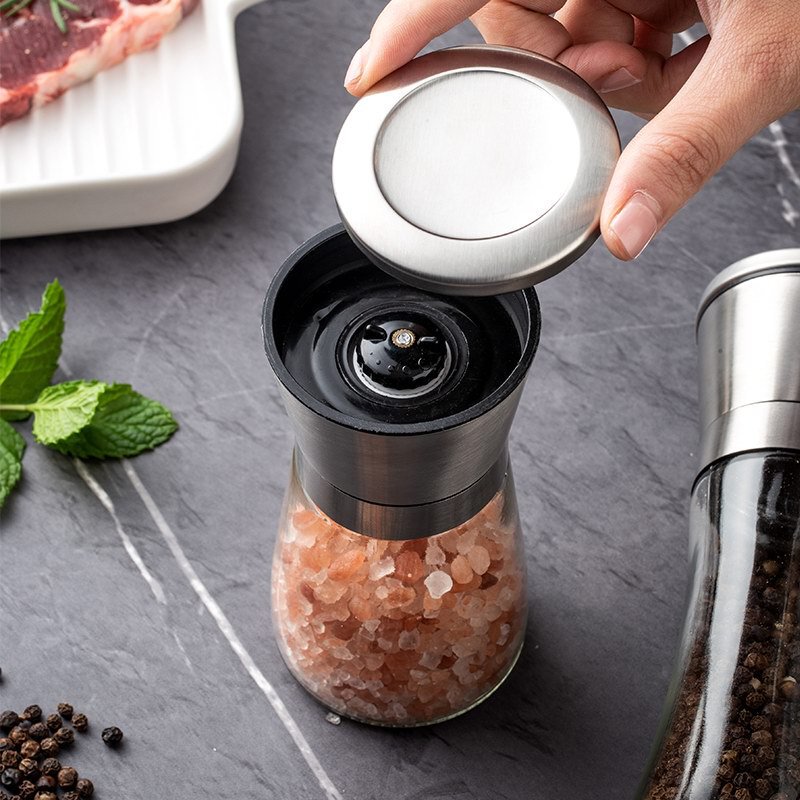 日本式胡椒研磨器キッチン家庭用ステンレス手動研削海塩粒サンショウ黒胡椒粉砕瓶|undefined