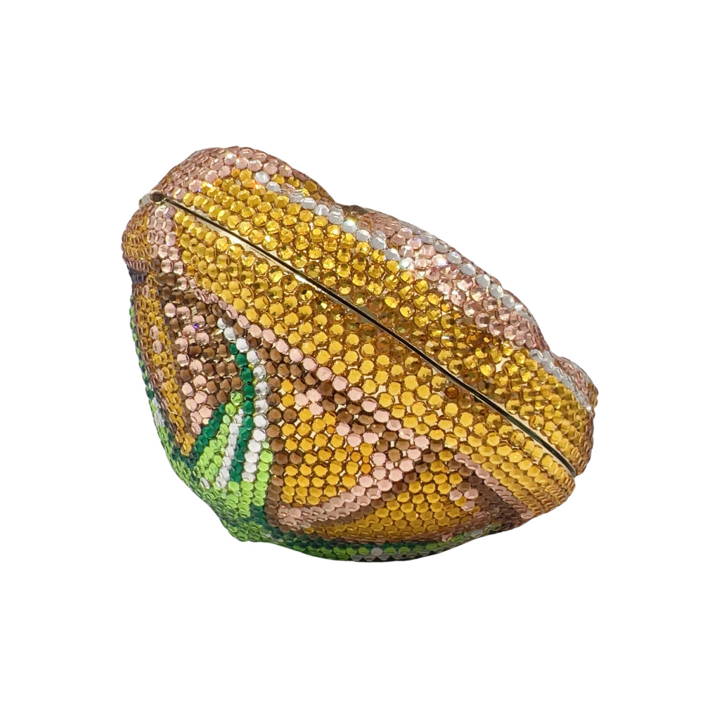 Túi clutch dạ hội đính kim cương hình hoa nổi 3D — màu đỏ, hoa hồng đỏ, vàng, bảy màu chi tiết 13