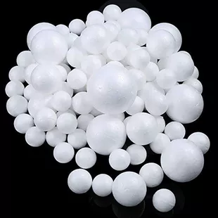 White round styrofoam ball from foam, small particles, DIY