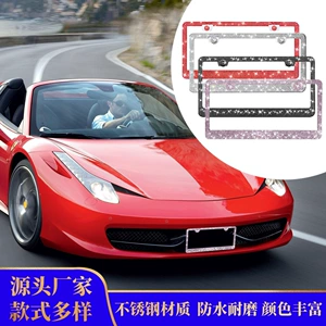 Stainless Steel Car License Plate Frame American Standard Diamond License Plate Frame Rhinestone Decorative License Plate Frame Multi-National Universal License Plate Holder