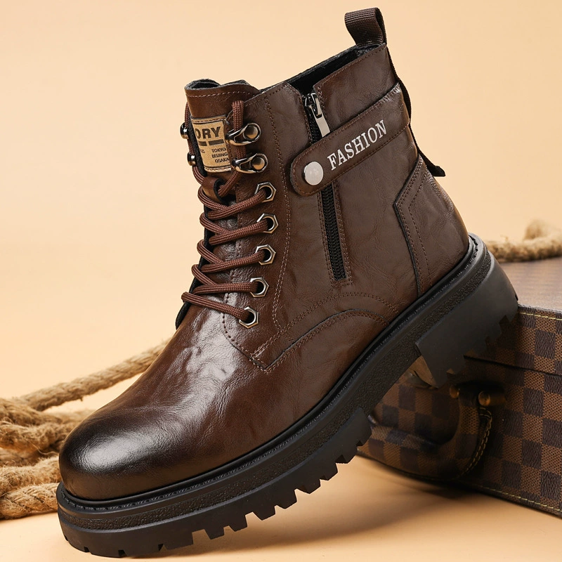 2024 новые высокие ботинки с толстой подошной мужской сапоги в британском стиле