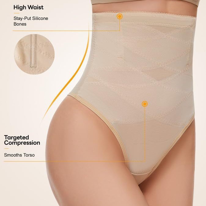 Pantalón Moldeador Calado de Cintura Alta de Encaje y Nylon Transpirable Control de Abdomen