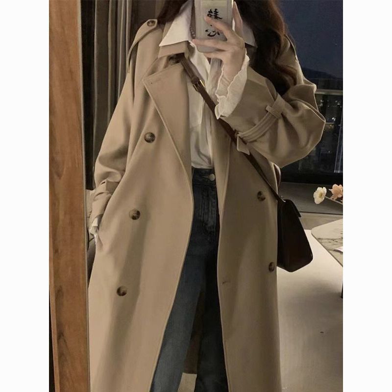 风衣外套女2025新款春秋季英伦风中长款小个子今年流行卡其色大衣|undefined
