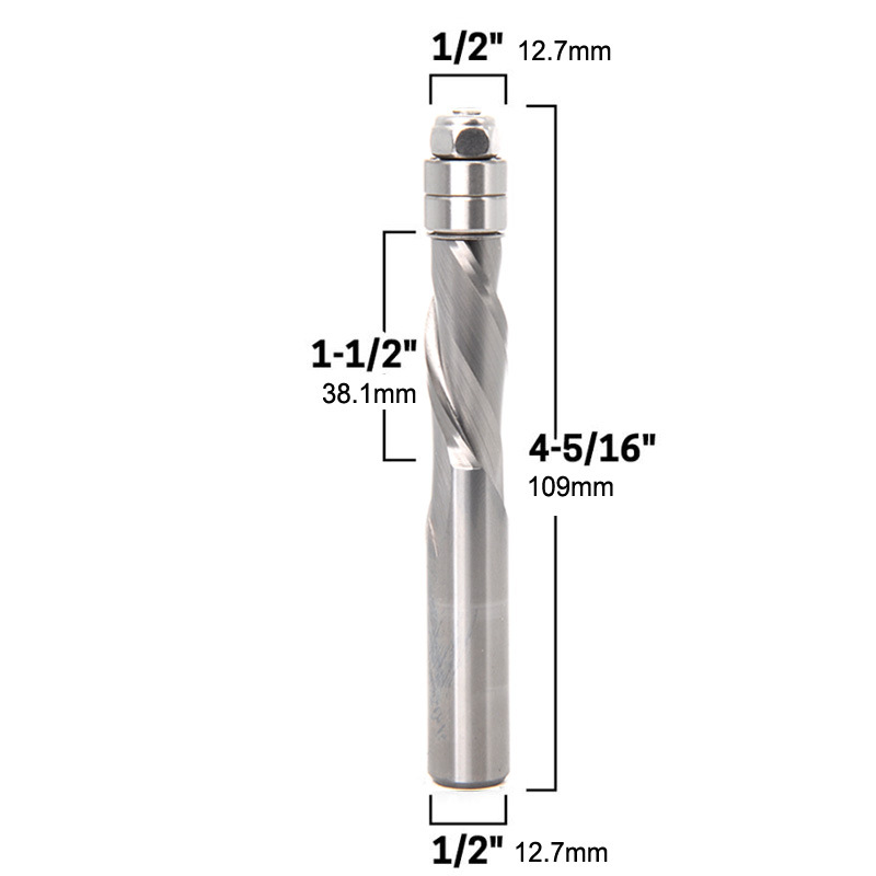 优利可1/2柄双刃整体硬质合金立铣刀带轴承仿形修边刀雕刻机刀头
