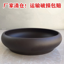 紫砂花盆碗莲花盆多肉水仙水培盆铜钱菖蒲剑山插花盆桌面特大