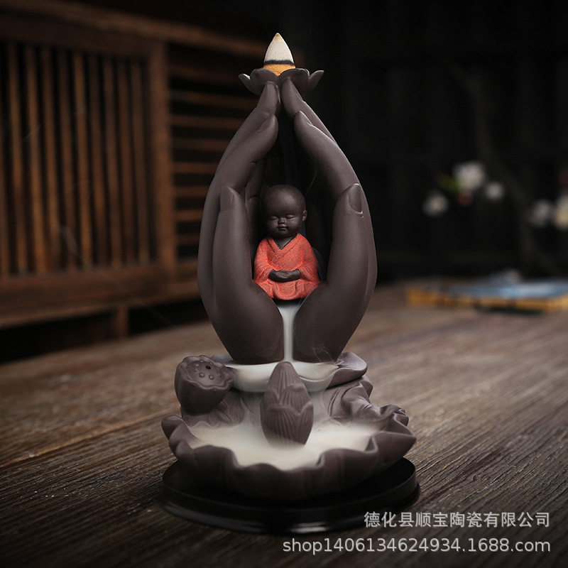 陶瓷倒流香爐禅意佛手創意家居沈香香薰爐香插盤配件擺件廠家新品