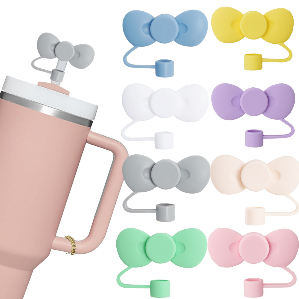 Silicone straw with bow